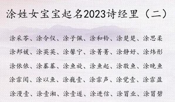 涂姓好听名字推荐大全