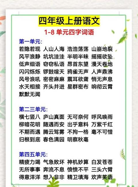 小学四年级常用四字词语精选