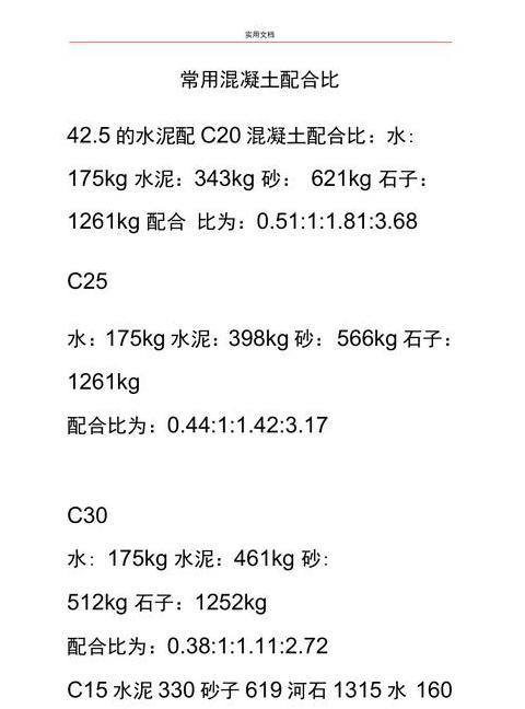 水泥配方如何配比