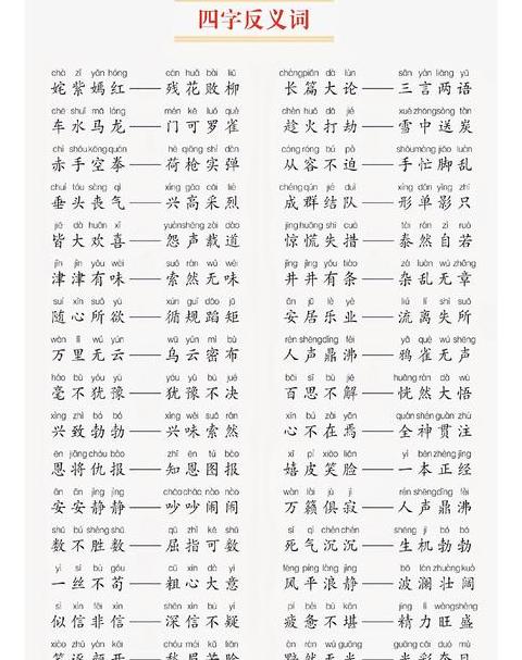 成语反义词与近义词汇总，助你轻松完成暑假作业