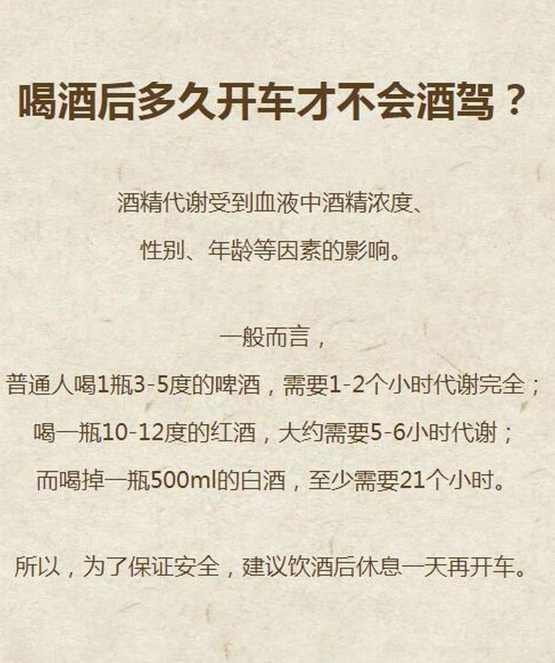 中午饮酒后，安全驾驶需等待24小时